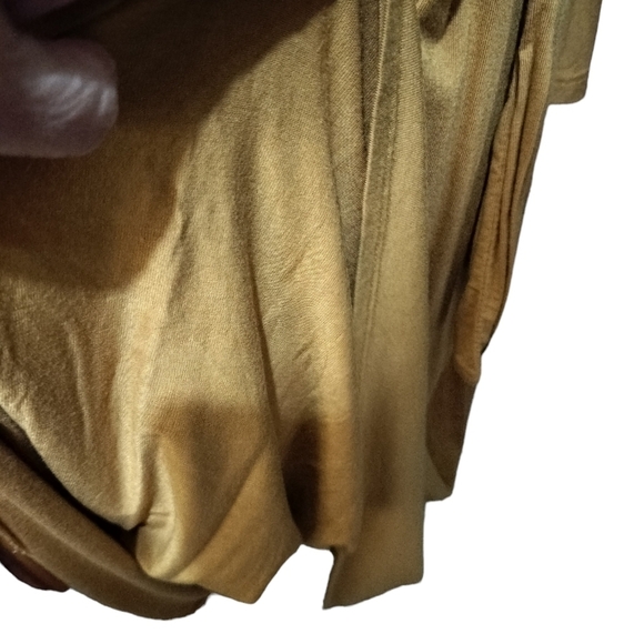 2250) Roolee Gold Mock Wrap 3/4 Bell Sleeve Pullover Dress Size Medium - Picture 6 of 9